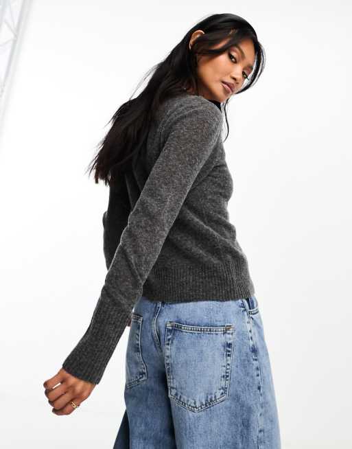 Abercrombie & Fitch – Mörkgrått set med linne och kofta i merinoull, 4 av 4