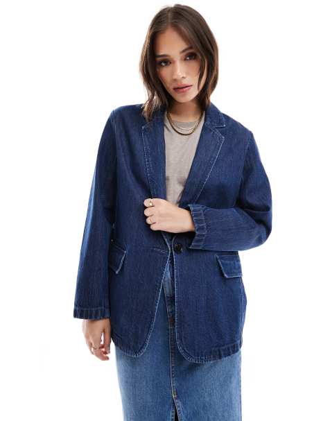 Abercrombie & Fitch – Mörktvättad kavaj i denim - view 1