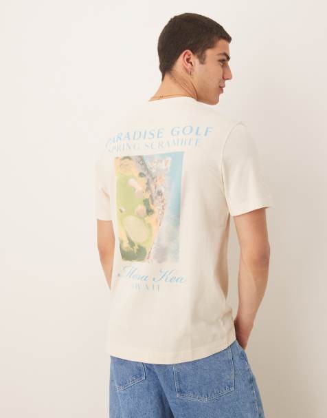 Abercrombie & Fitch motif back print classic t-shirt in beige - view 1