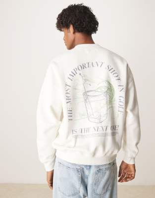 motif back sweatshirt in white