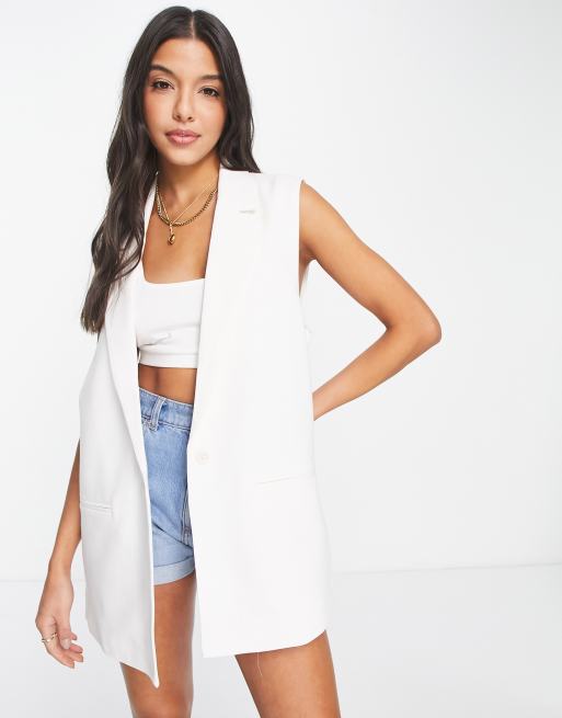 Abercrombie & Fitch - Mouwloze blazer in crème
