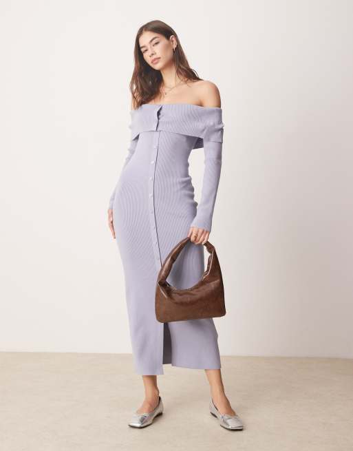 Abercrombie & Fitch - Mouwloze gebreide sweaterjurk met omslag in blauw