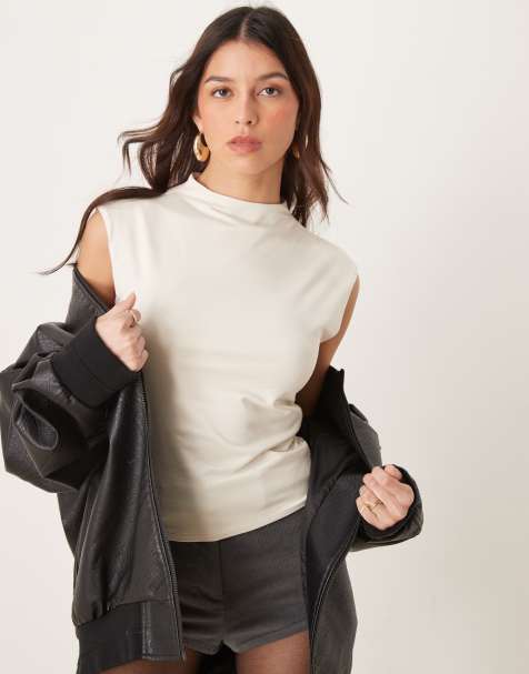 Abercrombie & Fitch - Mouwloze hoogsluitende top in grijs - view 1