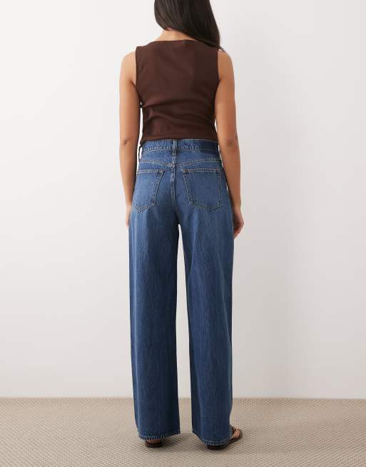 Abercrombie & Fitch - Mørkeblå jeans med høj talje og brede ben , 2 af 5