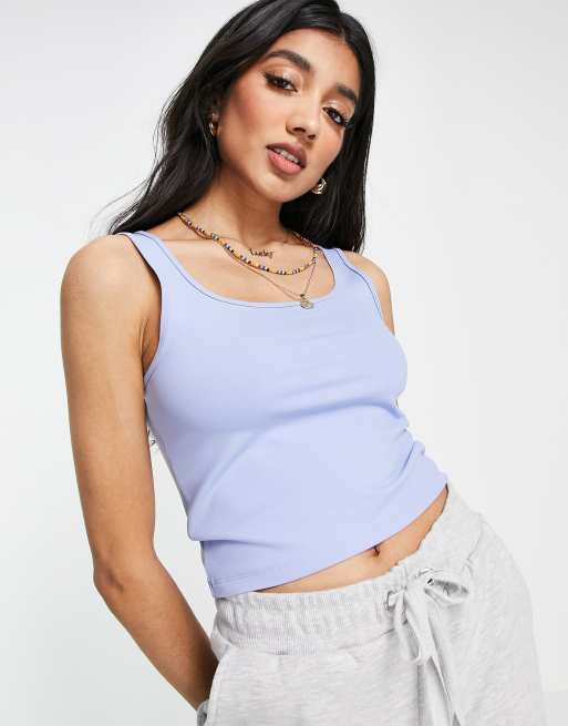 Abercrombie & Fitch - Naadloze crop top in lichtblauw