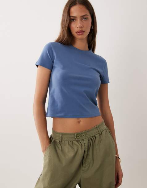 Abercrombie & Fitch nahtloses Baby-T-Shirt mit kurzen Ärmeln in Blau - view 1