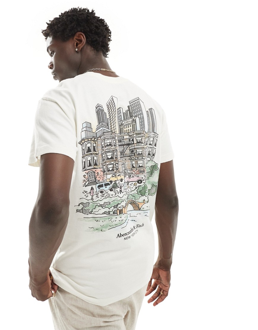 Abercrombie & Fitch New York City destination back print relaxed fit t-shirt in white