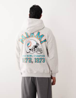Abercrombie & Fitch Abercrombie & Fitch NFL Dolphins back graphic hoodie in light grey