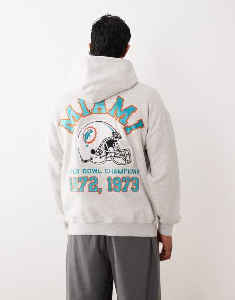 Abercrombie & Fitch - NFL Dolphins - Felpa con cappuccio grigio chiaro con grafica sul retro - view 1