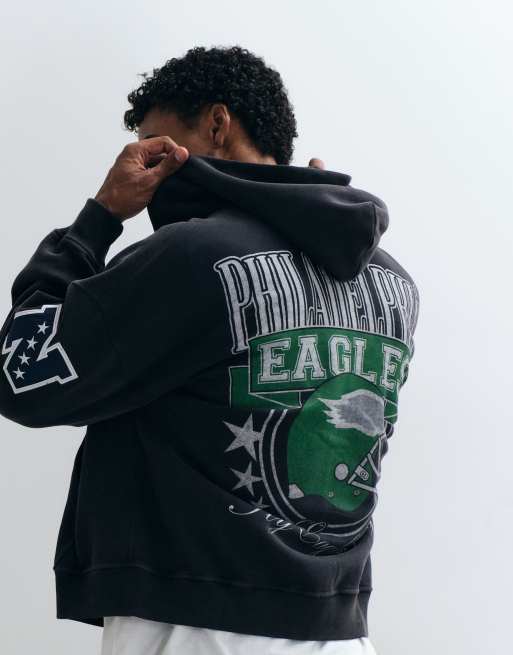 Abercrombie & Fitch NFL Eagles grafisk hoodie i sort, 2 af 5