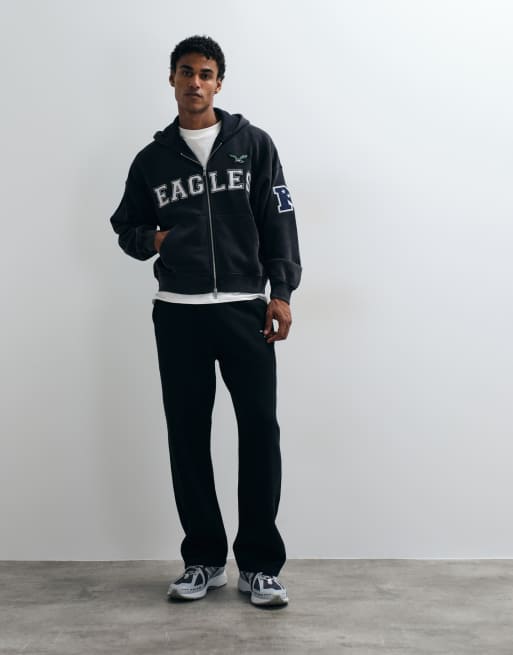 Abercrombie & Fitch NFL Eagles grafisk hoodie i sort, 3 af 5