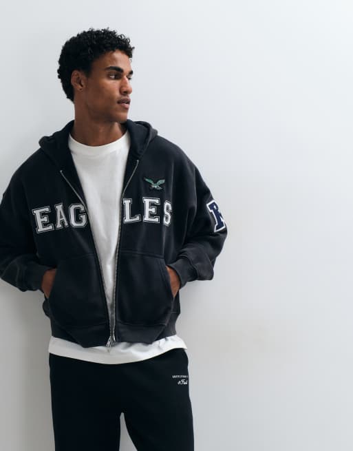 Abercrombie & Fitch NFL Eagles grafisk hoodie i sort, 4 af 5
