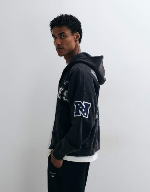 Abercrombie & Fitch NFL Eagles grafisk hoodie i sort, 5 af 5