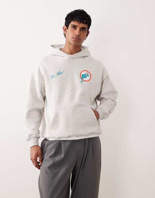 Abercrombie & Fitch - NFL - Sweat à capuche à imprimé Dolphins au dos - Gris clair, 3 de 5