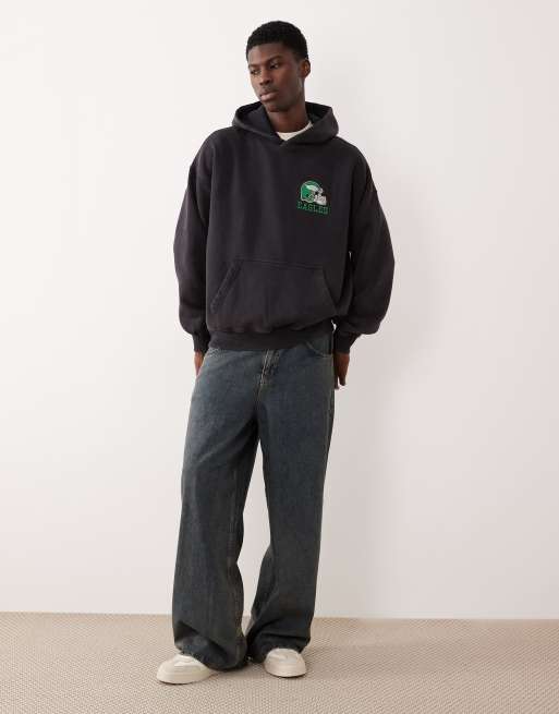 Abercrombie & Fitch - NFL - Sweat à capuche à imprimé Eagles au dos - Noir, 2 de 5