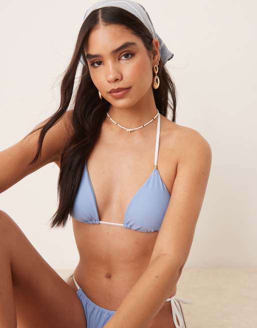 Abercrombie & Fitch – Niebieska góra od bikini z trójkątnymi miseczkami, część zestawu