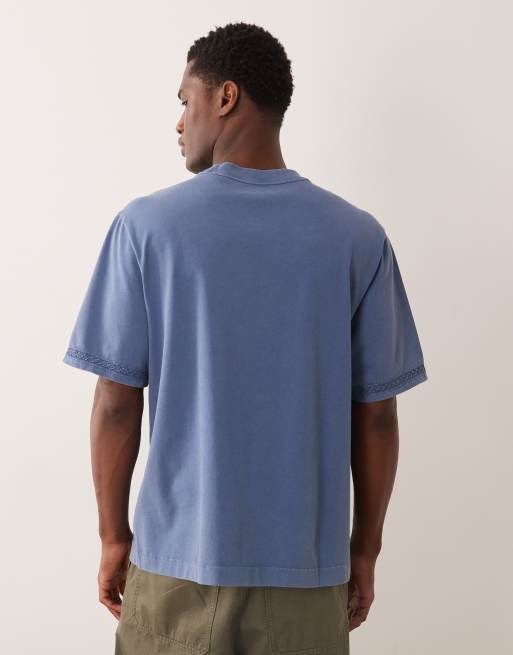 Abercrombie & Fitch – Niebieski sprany gruby T-shirt premium, 3 z 5