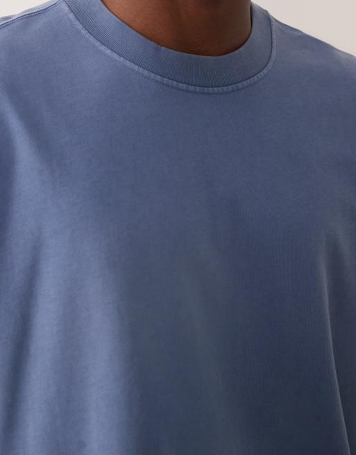 Abercrombie & Fitch – Niebieski sprany gruby T-shirt premium, 5 z 5