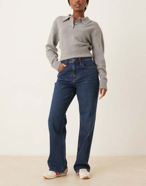 Abercrombie & Fitch high rise 90s relaxed jeans in mid blue wash