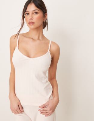 Abercrombie & Fitch - Nightwear - Camisole aus Pointelle in Hellrosa, Kombiteil