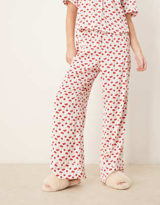 Abercrombie & Fitch Abercrombie & Fitch nightwear cropped trouser co-ord in cherry print-Multi