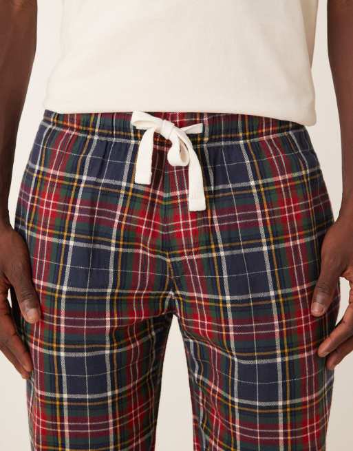Abercrombie & Fitch nightwear flannel pyjama trouser in red navy check, 4 of 4