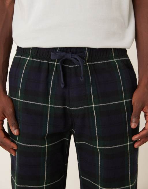 Abercrombie & Fitch nightwear flannel trouser in green check, 4 of 4