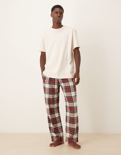Abercrombie & Fitch nightwear flannel trouser in red cream check, 2 of 4