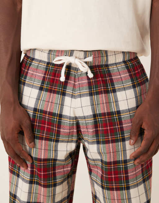 Abercrombie & Fitch nightwear flannel trouser in red cream check, 4 of 4