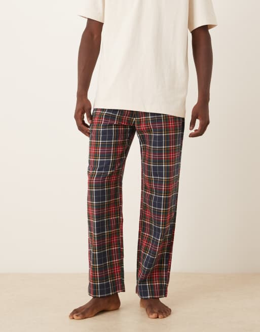 Abercrombie & Fitch nightwear flannel trouser in red navy check