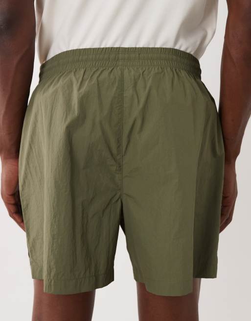 Abercrombie & Fitch nylon shorts with side stripe in khaki, 5 of 5
