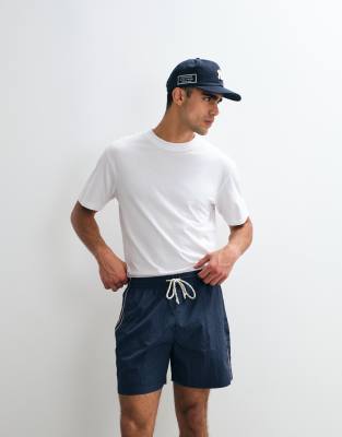 Abercrombie & Fitch nylon shorts with side stripe in navy | ASOS