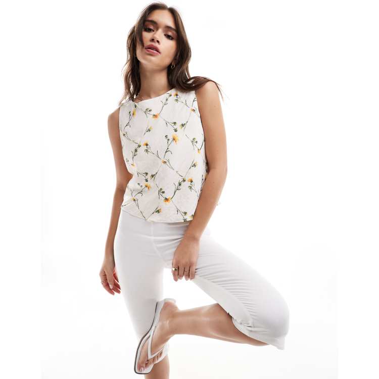 Abercrombie & Fitch – Oberteil in Cremeweiß mit Knitterstruktur, U 
