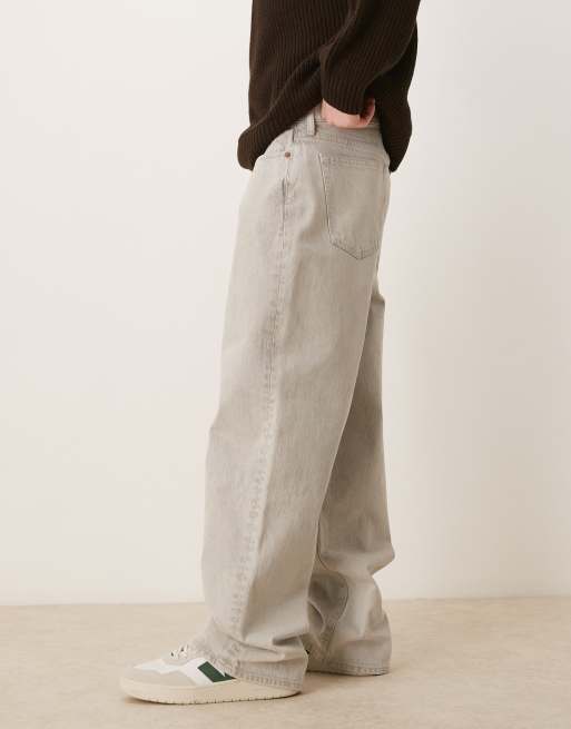 Abercrombie & Fitch – Obszerne jeansy w spranym kolorze szarym, 3 z 5