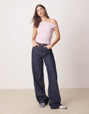 Abercrombie & Fitch Off The Shoulder Modal Twist Asymmetric Top In Purple