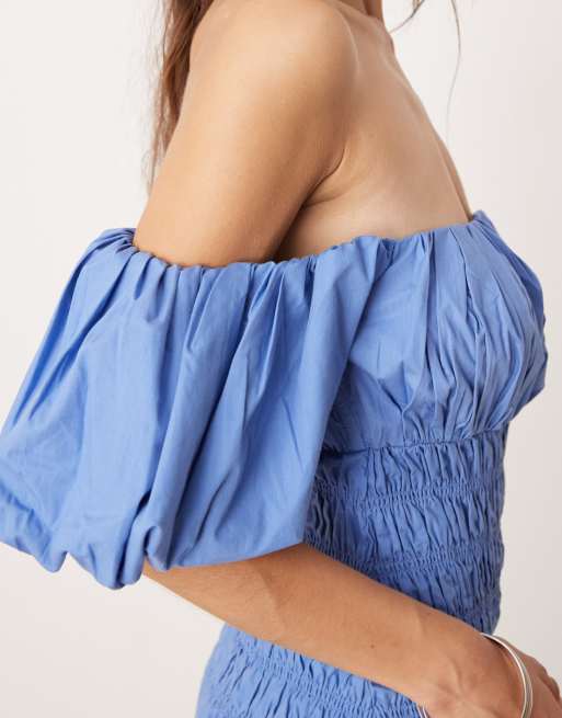 Abercrombie & Fitch off-the-shoulder smocked low waist maxi