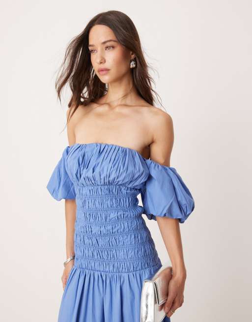 Off the shoulder smocked maxi dress sale