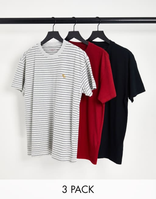Abercrombie & Fitch – Olikfärgade t-shirts med logga, 3-pack   