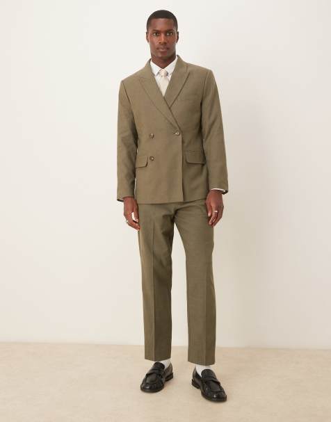 Abercrombie & Fitch – Oliwkowozielony klasyczny garnitur lniany - view 1