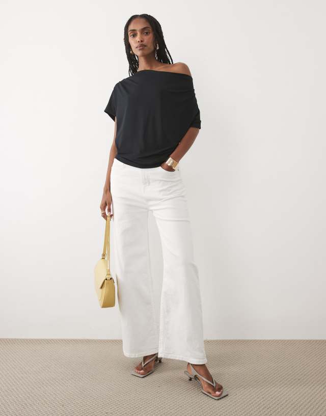 Abercrombie & Fitch one shoulder asymmetric slinky top in black | ASOS