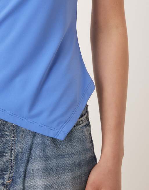 Abercrombie & Fitch one-shoulder asymmetric top in blue, 2 of 4