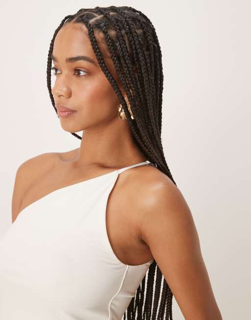 Abercrombie & Fitch one shoulder asymmetric top in off white, 3 of 4