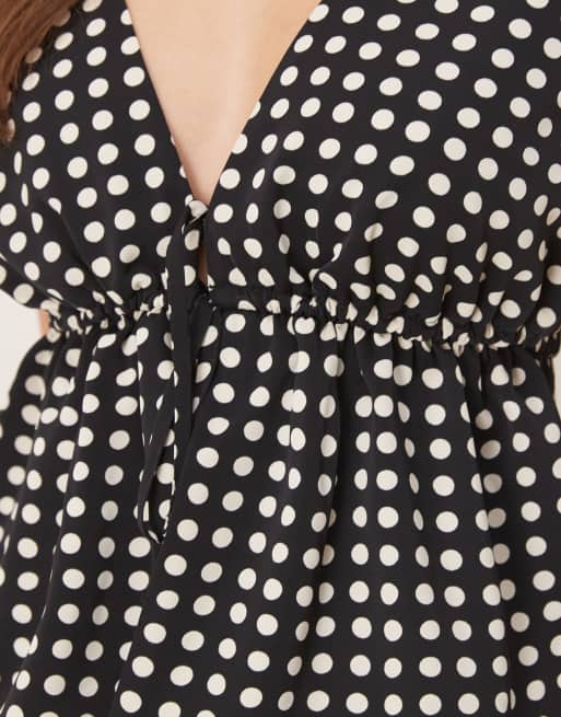Abercrombie & Fitch open tie front top in polka dot 