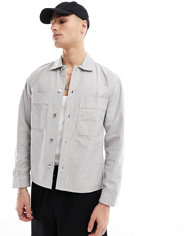 Abercrombie & Fitch - overshirt in blue stripe