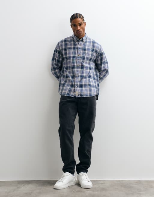 Abercrombie & Fitch Oversize-Flanellhemd in blau kariert, 2 von 5