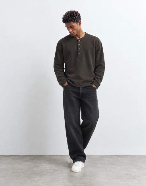 Abercrombie & Fitch Oversize-Henley-Oberteil in Braun, 7 von 10