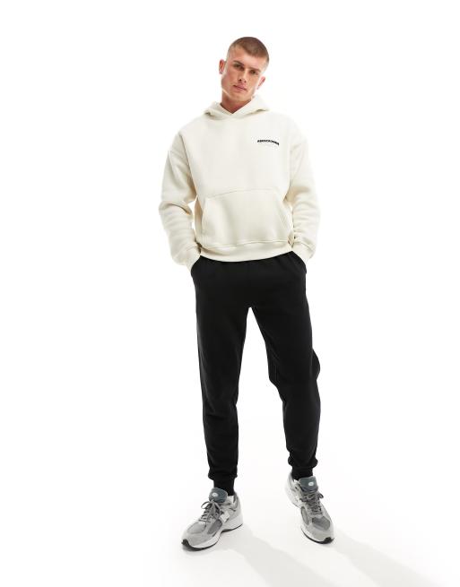 Abercrombie & Fitch – Oversize-Kapuzenpullover in Creme mit Logo auf Vorder- und Rückseite, 2 von 4