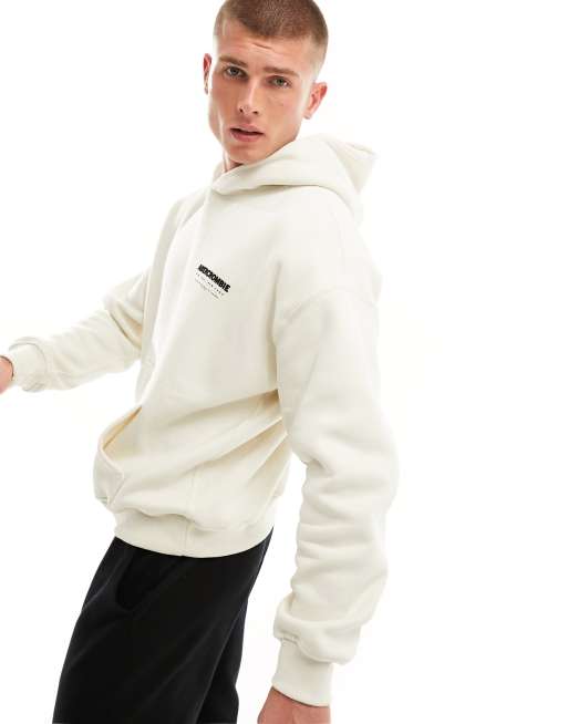 Abercrombie & Fitch – Oversize-Kapuzenpullover in Creme mit Logo auf Vorder- und Rückseite, 4 von 4