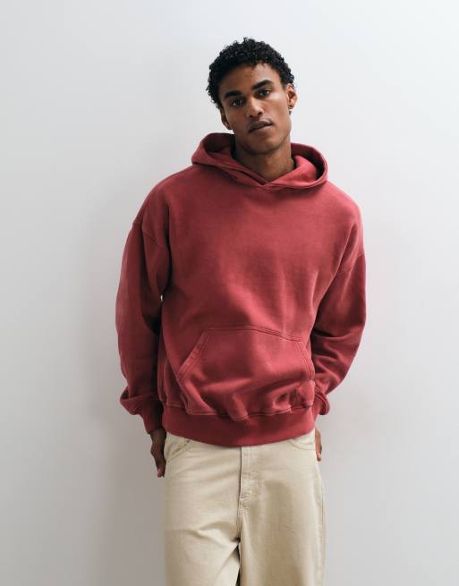 Abercrombie & Fitch Oversize-Kapuzenpullover in verwaschenem Rot, 3 von 5