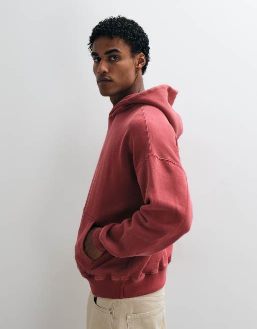 Abercrombie & Fitch Oversize-Kapuzenpullover in verwaschenem Rot, 5 von 5
